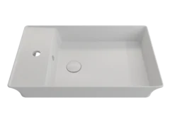 BOCCHI Sottile 24" Rectangle Vessel Fireclay Bathroom Sink, Matte White, Single Faucet Hole, 1479-002-0126