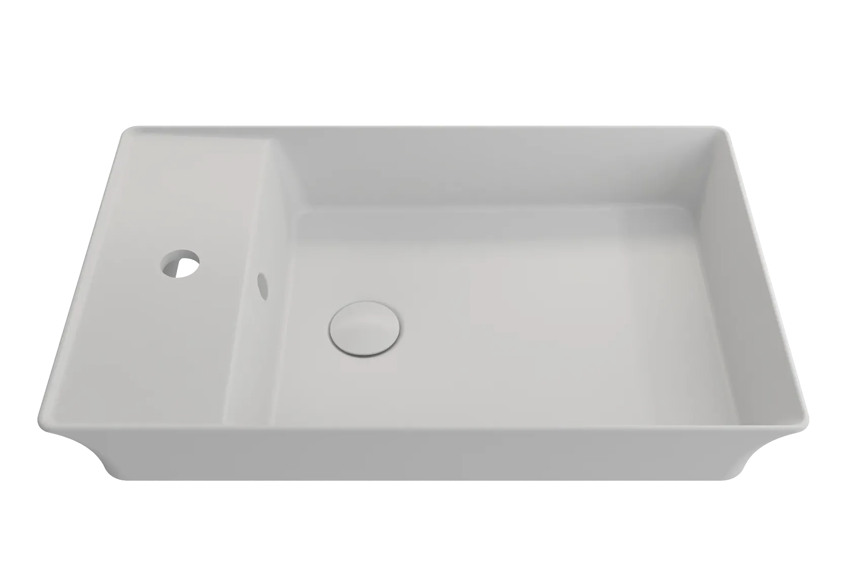 BOCCHI Sottile 24" Rectangle Vessel Fireclay Bathroom Sink, Matte White, Single Faucet Hole, 1479-002-0126