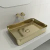 BOCCHI Sottile 22" Rectangle Vessel Fireclay Bathroom Sink, Matte Gold, 1476-403-0125
