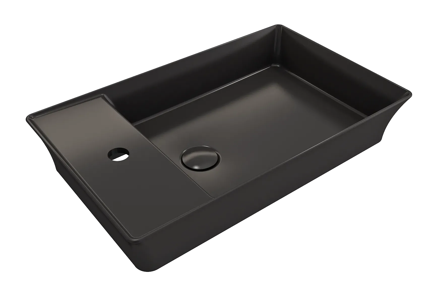 BOCCHI Sottile 24" Rectangle Vessel Fireclay Bathroom Sink, Matte Black, Single Faucet Hole, 1479-004-0126