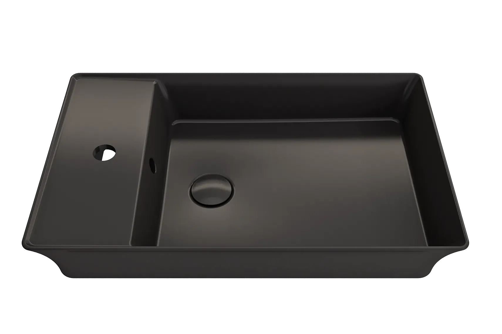 BOCCHI Sottile 24" Rectangle Vessel Fireclay Bathroom Sink, Matte Black, Single Faucet Hole, 1479-004-0126