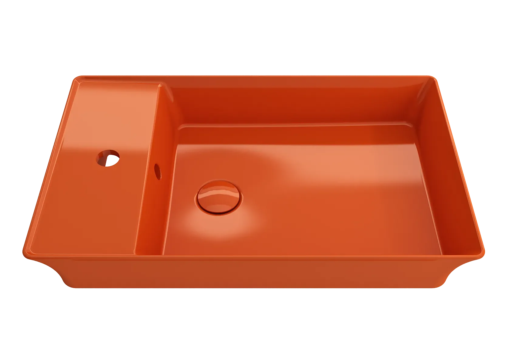 BOCCHI Sottile 24" Rectangle Vessel Fireclay Bathroom Sink, Orange, Single Faucet Hole, 1479-012-0126