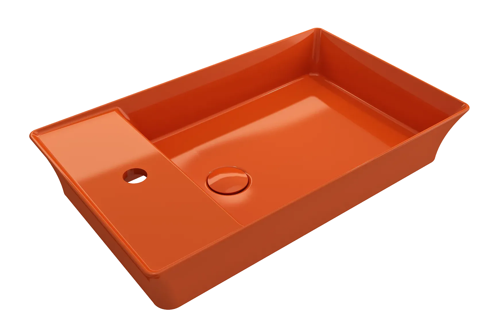 BOCCHI Sottile 24" Rectangle Vessel Fireclay Bathroom Sink, Orange, Single Faucet Hole, 1479-012-0126