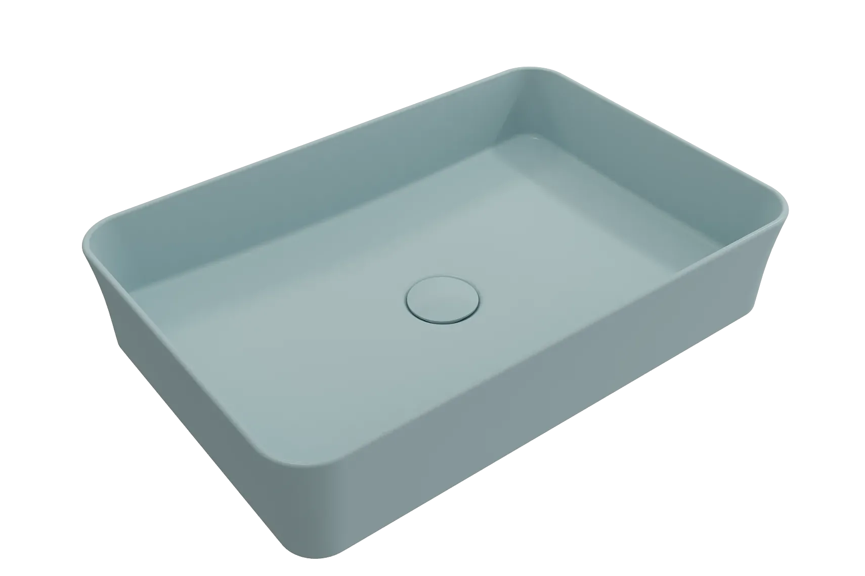 BOCCHI Sottile 22" Rectangle Vessel Fireclay Bathroom Sink, Matte Ice Blue, 1476-029-0125