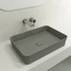 BOCCHI Sottile 22" Rectangle Vessel Fireclay Bathroom Sink, Matte Gray, 1476-006-0125
