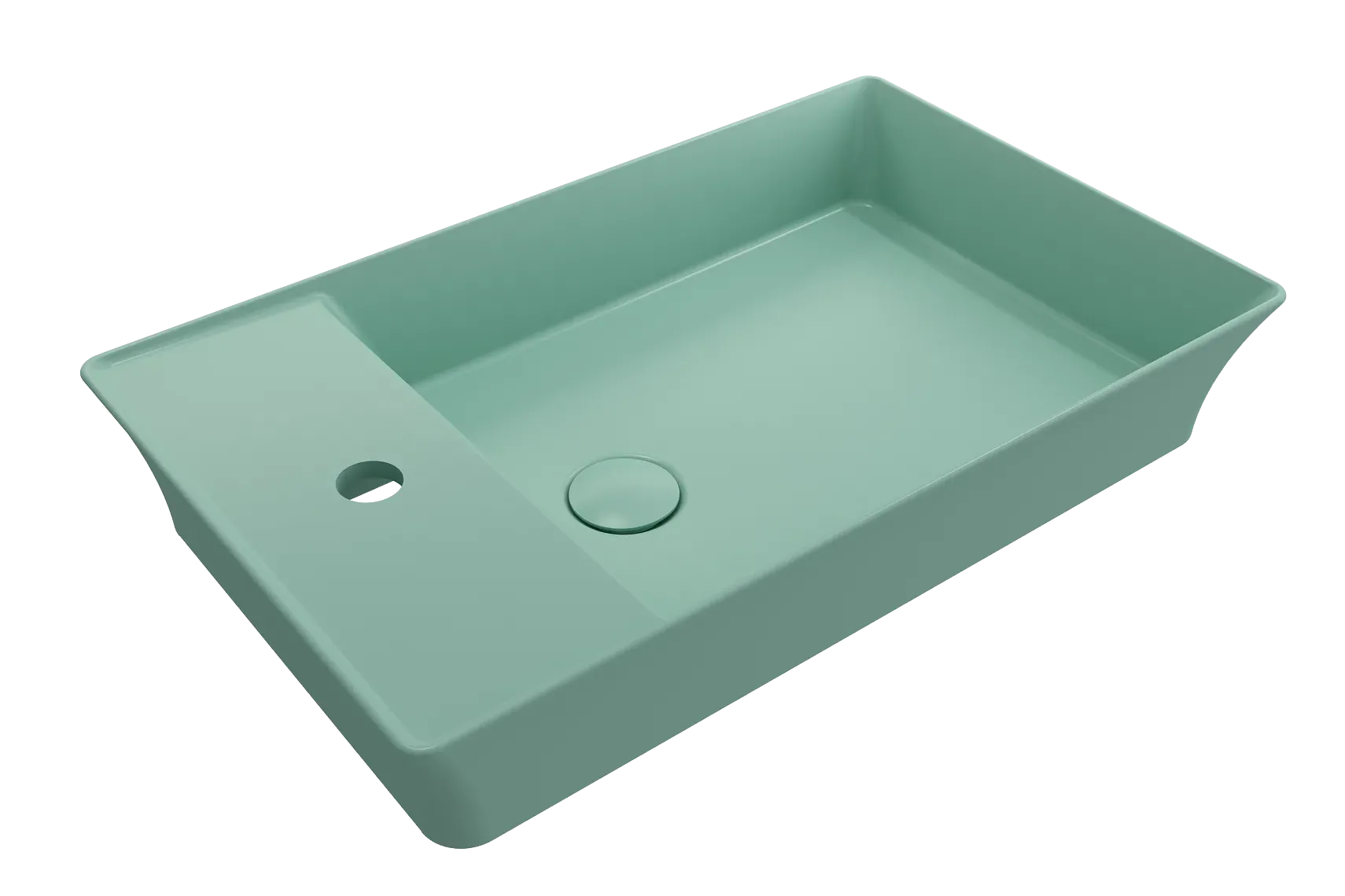 BOCCHI Sottile 24" Rectangle Vessel Fireclay Bathroom Sink, Matte Mint Green, Single Faucet Hole, 1479-033-0126