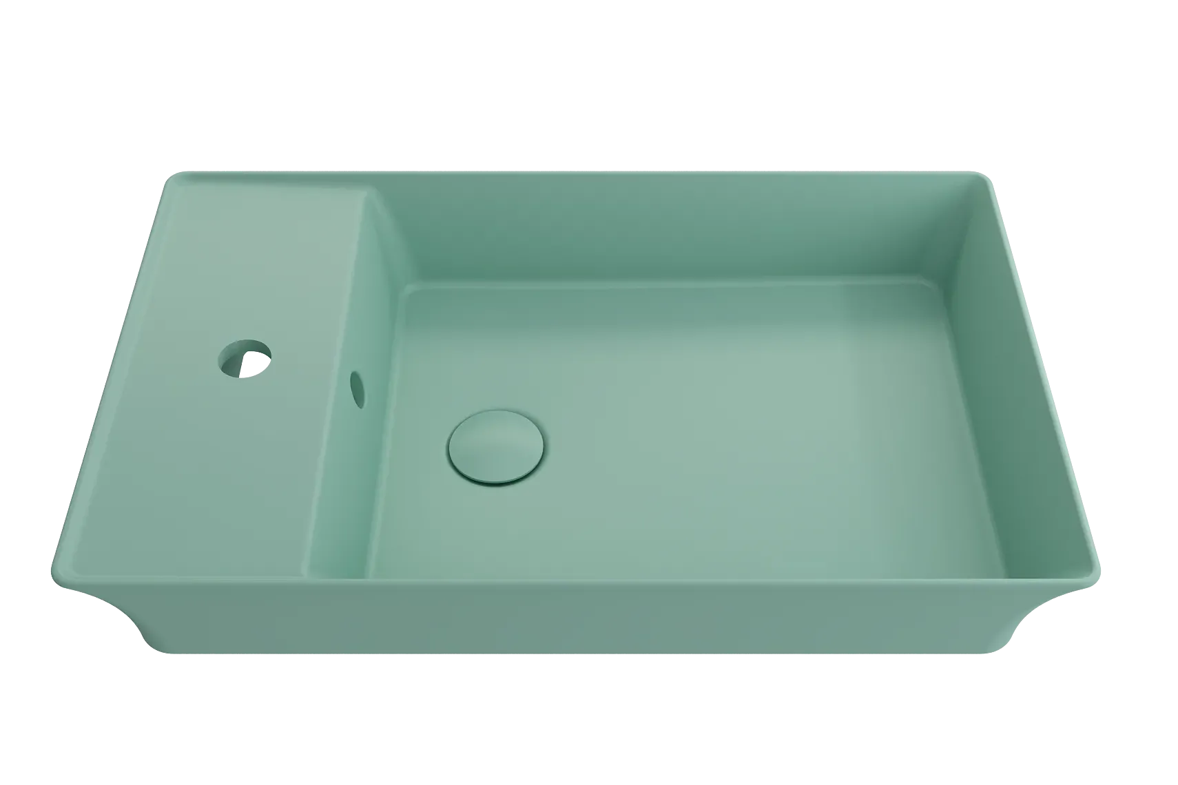 BOCCHI Sottile 24" Rectangle Vessel Fireclay Bathroom Sink, Matte Mint Green, Single Faucet Hole, 1479-033-0126