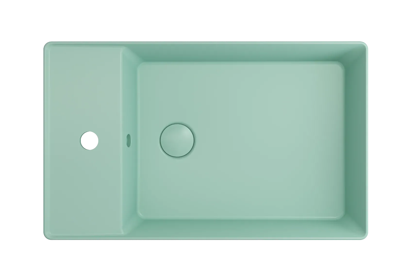 BOCCHI Sottile 24" Rectangle Vessel Fireclay Bathroom Sink, Matte Mint Green, Single Faucet Hole, 1479-033-0126