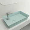 BOCCHI Sottile 24" Rectangle Vessel Fireclay Bathroom Sink, Matte Ice Blue, Single Faucet Hole, 1479-029-0126