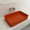 BOCCHI Sottile 22" Rectangle Vessel Fireclay Bathroom Sink, Orange, 1476-012-0125