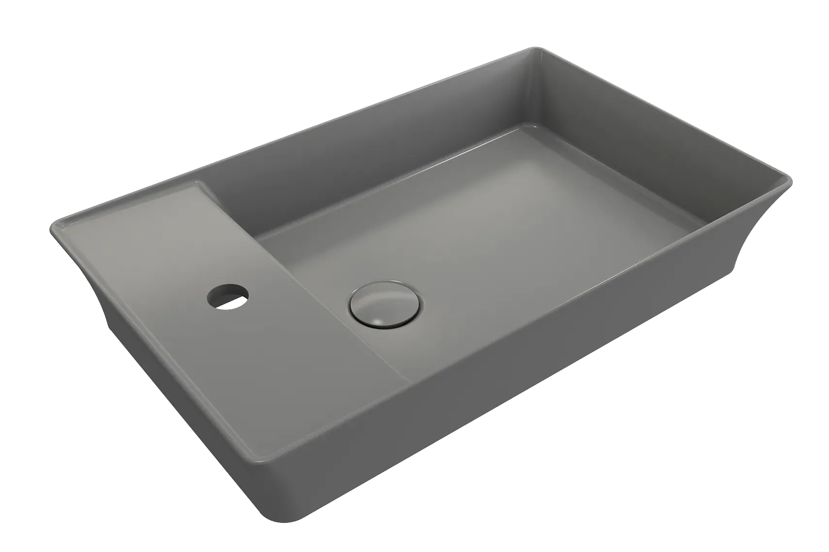 BOCCHI Sottile 24" Rectangle Vessel Fireclay Bathroom Sink, Matte Gray, Single Faucet Hole, 1479-006-0126