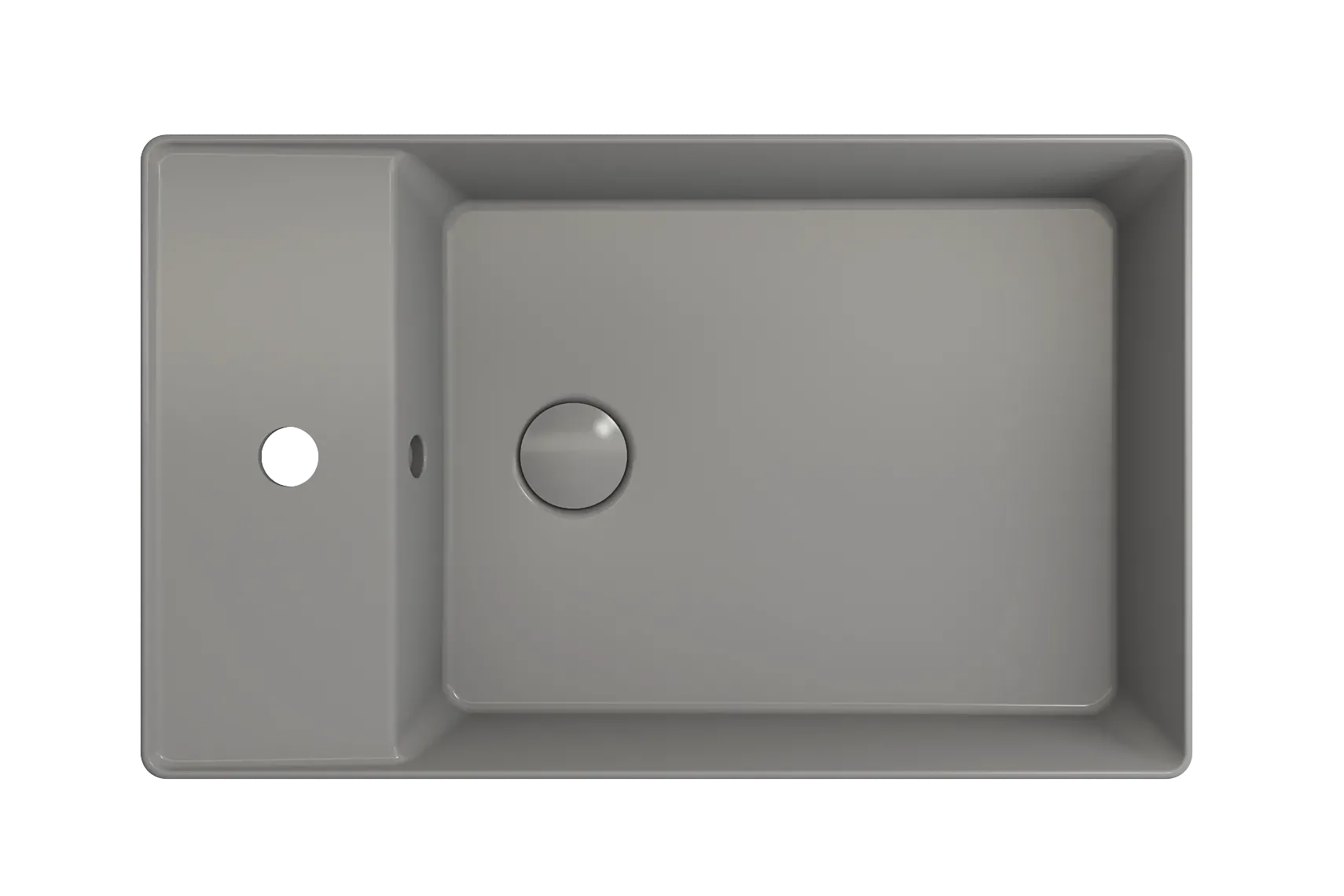 BOCCHI Sottile 24" Rectangle Vessel Fireclay Bathroom Sink, Matte Gray, Single Faucet Hole, 1479-006-0126