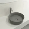 BOCCHI Sottile 15" Round Vessel Fireclay Bathroom Sink, Matte Gray, 1478-006-0125