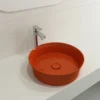 BOCCHI Sottile 15" Round Vessel Fireclay Bathroom Sink, Orange, 1478-012-0125