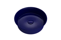 BOCCHI Sottile 15" Round Vessel Fireclay Bathroom Sink, Sapphire Blue, 1478-010-0125