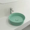 BOCCHI Sottile 15" Round Vessel Fireclay Bathroom Sink, Matte Mint Green, 1478-033-0125