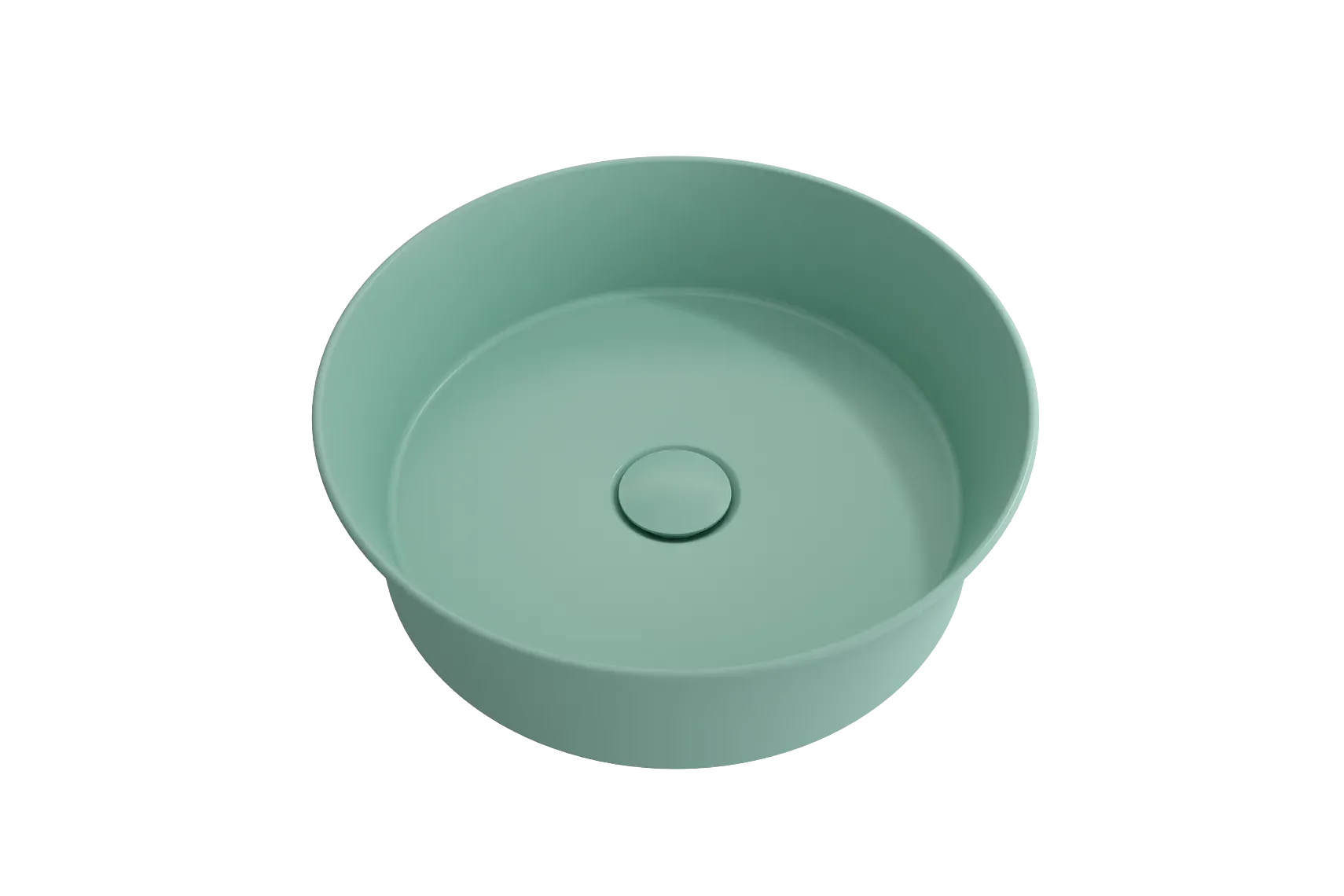 BOCCHI Sottile 15" Round Vessel Fireclay Bathroom Sink, Matte Mint Green, 1478-033-0125