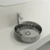 BOCCHI Sottile 15" Round Vessel Fireclay Bathroom Sink, Platinum, 1478-401-0125
