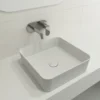 BOCCHI Sottile 15" Square Vessel Fireclay Bathroom Sink, Matte White, 1477-002-0125