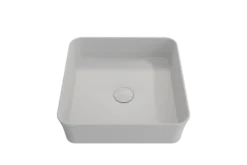 BOCCHI Sottile 15" Square Vessel Fireclay Bathroom Sink, Matte White, 1477-002-0125