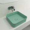 BOCCHI Sottile 15" Square Vessel Fireclay Bathroom Sink, Matte Mint Green, 1477-033-0125