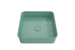 BOCCHI Sottile 15" Square Vessel Fireclay Bathroom Sink, Matte Mint Green, 1477-033-0125