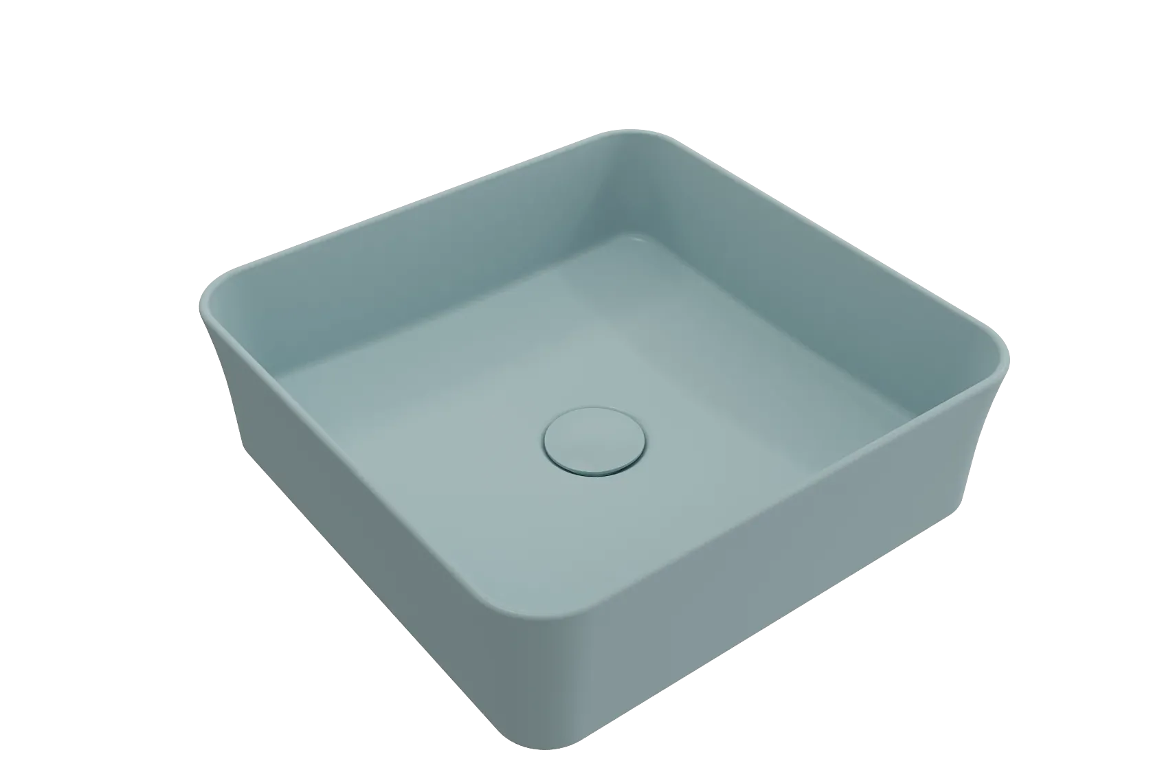 BOCCHI Sottile 15" Square Vessel Fireclay Bathroom Sink, Matte Ice Blue, 1477-029-0125