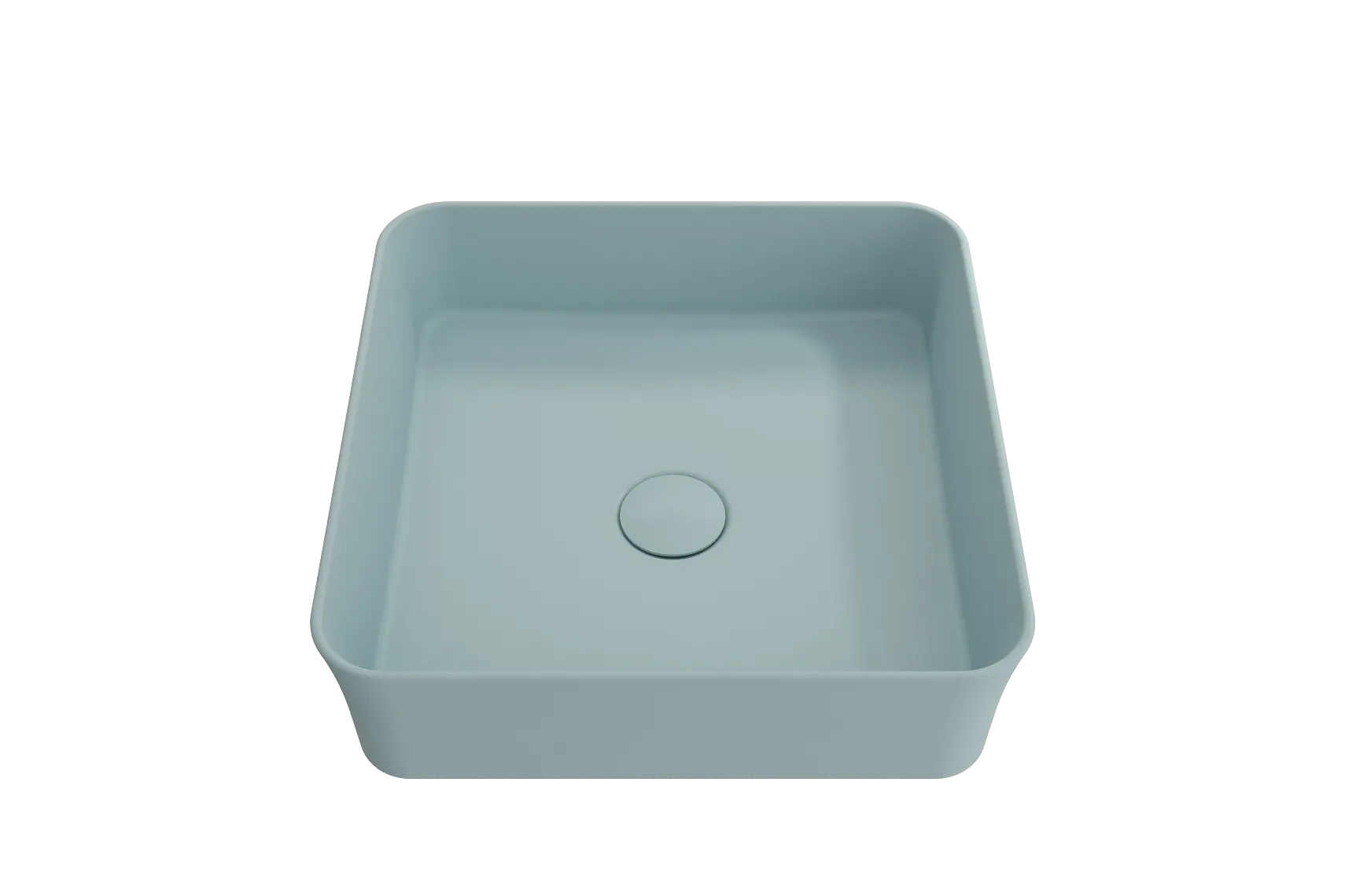 BOCCHI Sottile 15" Square Vessel Fireclay Bathroom Sink, Matte Ice Blue, 1477-029-0125