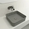 BOCCHI Sottile 15" Square Vessel Fireclay Bathroom Sink, Matte Gray, 1477-006-0125