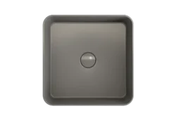 BOCCHI Sottile 15" Square Vessel Fireclay Bathroom Sink, Matte Gray, 1477-006-0125