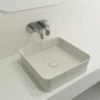 BOCCHI Sottile 15" Square Vessel Fireclay Bathroom Sink, Biscuit, 1477-014-0125