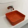BOCCHI Sottile 15" Square Vessel Fireclay Bathroom Sink, Orange, 1477-012-0125