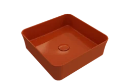 BOCCHI Sottile 15" Square Vessel Fireclay Bathroom Sink, Orange, 1477-012-0125