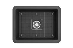 BOCCHI Sotto 24" Dual Mount Fireclay Kitchen Sink Kit with Accessories, Matte Dark Gray, 1627-020-0120