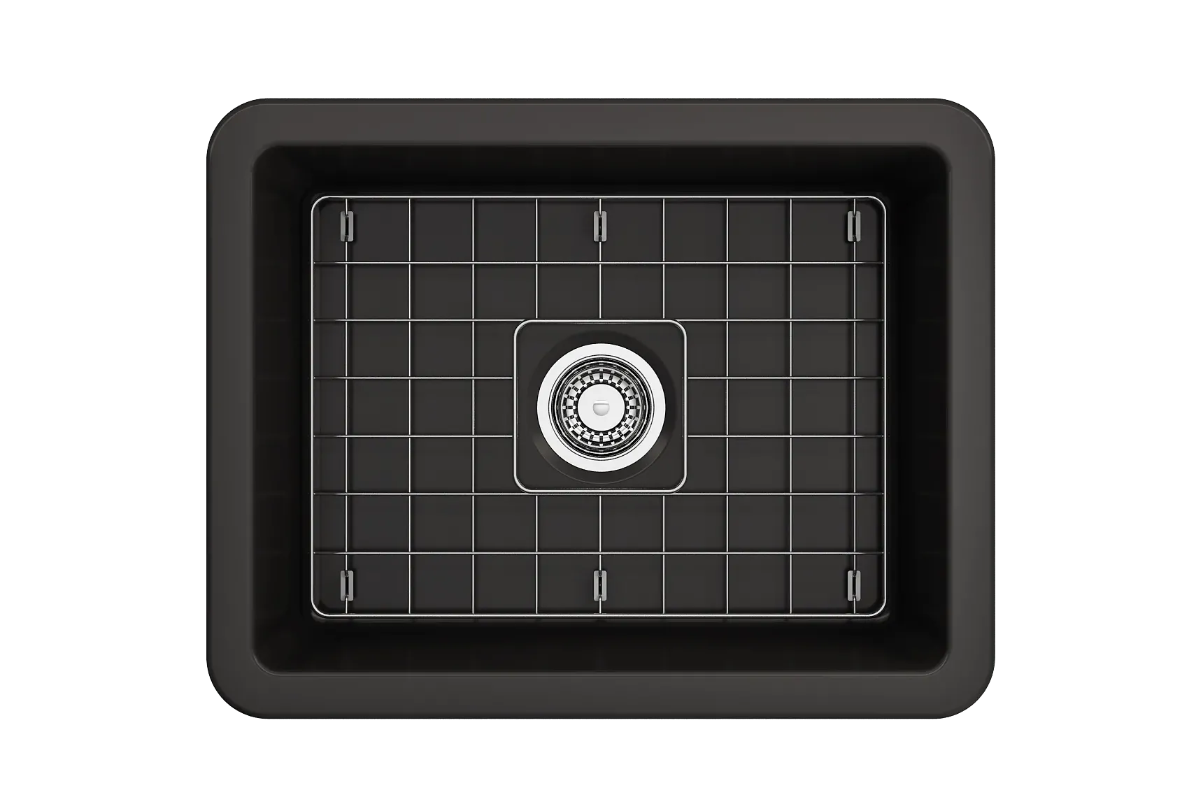 BOCCHI Sotto 24" Dual Mount Fireclay Kitchen Sink Kit with Accessories, Matte Black, 1627-004-0120