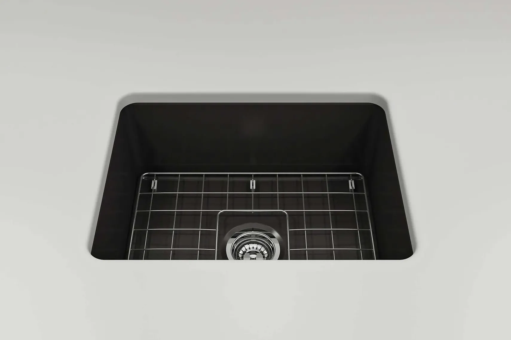 BOCCHI Sotto 24" Dual Mount Fireclay Kitchen Sink Kit with Accessories, Matte Black, 1627-004-0120