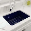BOCCHI Sotto 24" Dual Mount Fireclay Kitchen Sink Kit with Accessories, Sapphire Blue, 1627-010-0120