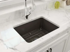 BOCCHI Sotto 24" Dual Mount Fireclay Kitchen Sink Kit with Accessories, Matte Brown, 1627-025-0120