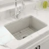 BOCCHI Sotto 24" Dual Mount Fireclay Kitchen Sink Kit with Accessories, Biscuit, 1627-014-0120
