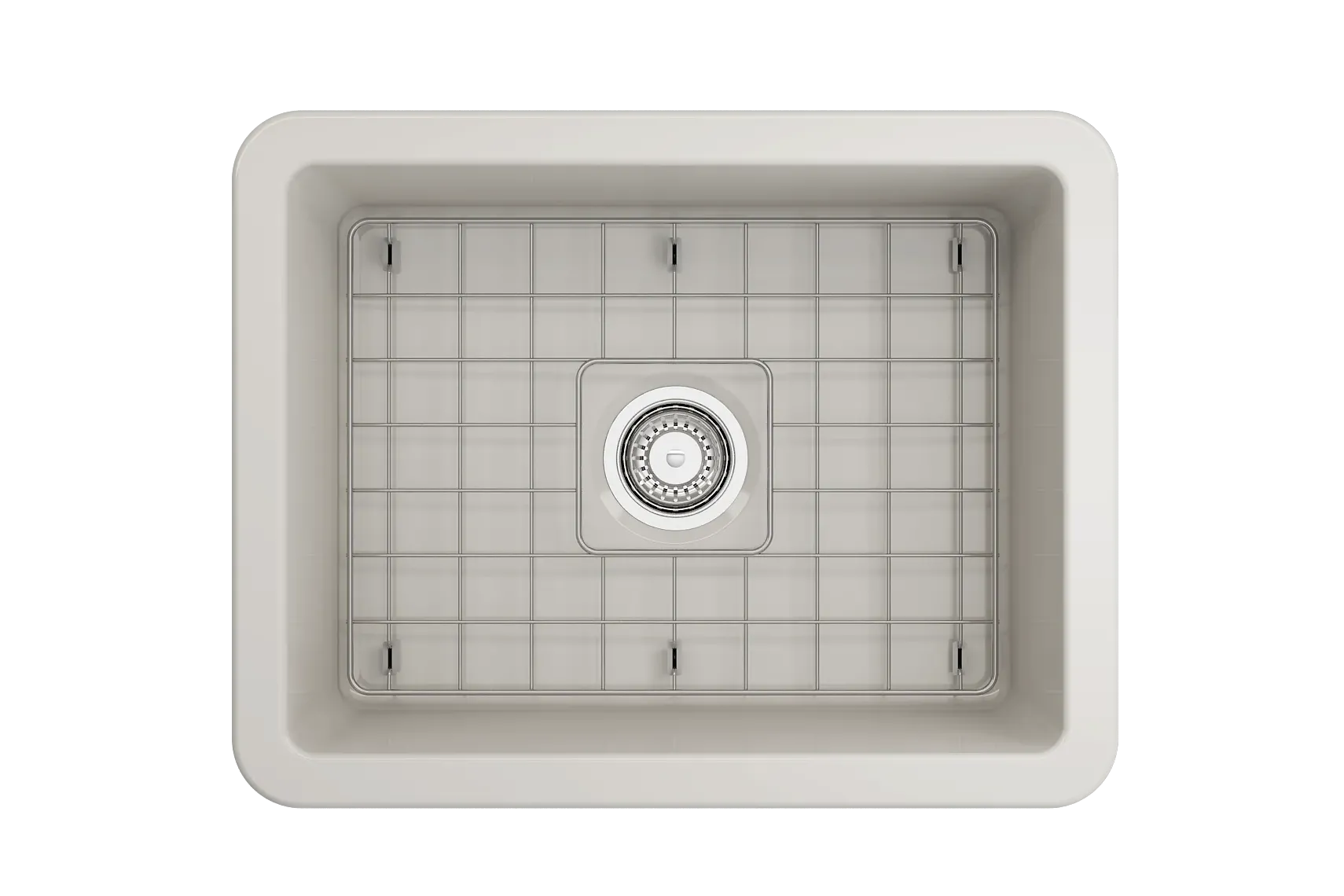 BOCCHI Sotto 24" Dual Mount Fireclay Kitchen Sink Kit with Accessories, Biscuit, 1627-014-0120