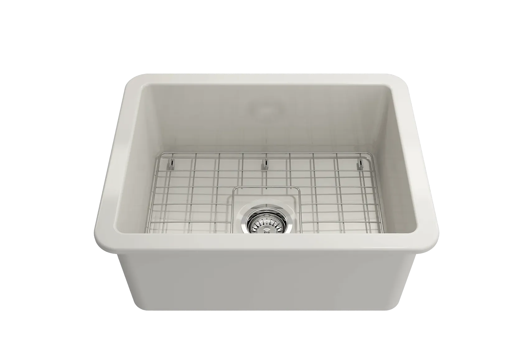 BOCCHI Sotto 24" Dual Mount Fireclay Kitchen Sink Kit with Accessories, Biscuit, 1627-014-0120