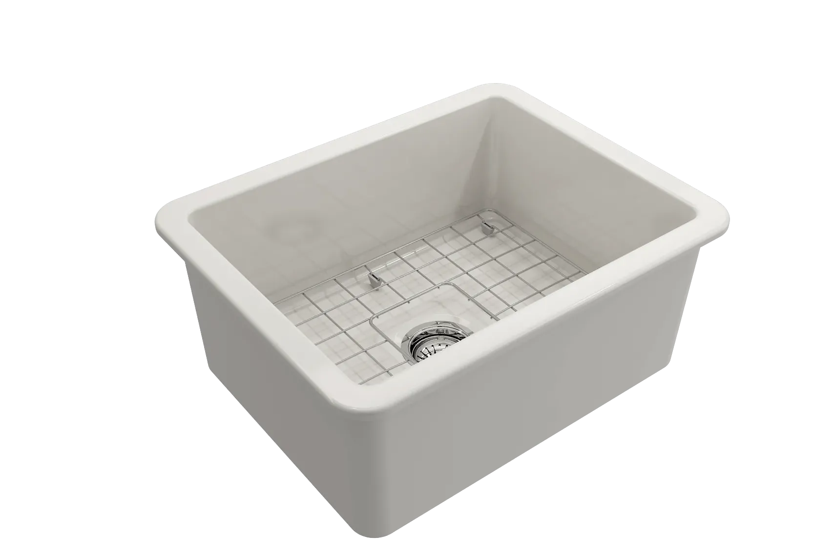BOCCHI Sotto 24" Dual Mount Fireclay Kitchen Sink Kit with Accessories, Biscuit, 1627-014-0120