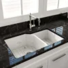 BOCCHI Sotto 33" Dual Mount Fireclay Kitchen Sink with Accessories, 60/40 Double Bowl, White, 1506-001-0120