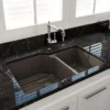 BOCCHI Sotto 33" Dual Mount Fireclay Kitchen Sink with Accessories, 60/40 Double Bowl, Matte Brown, 1506-025-0120