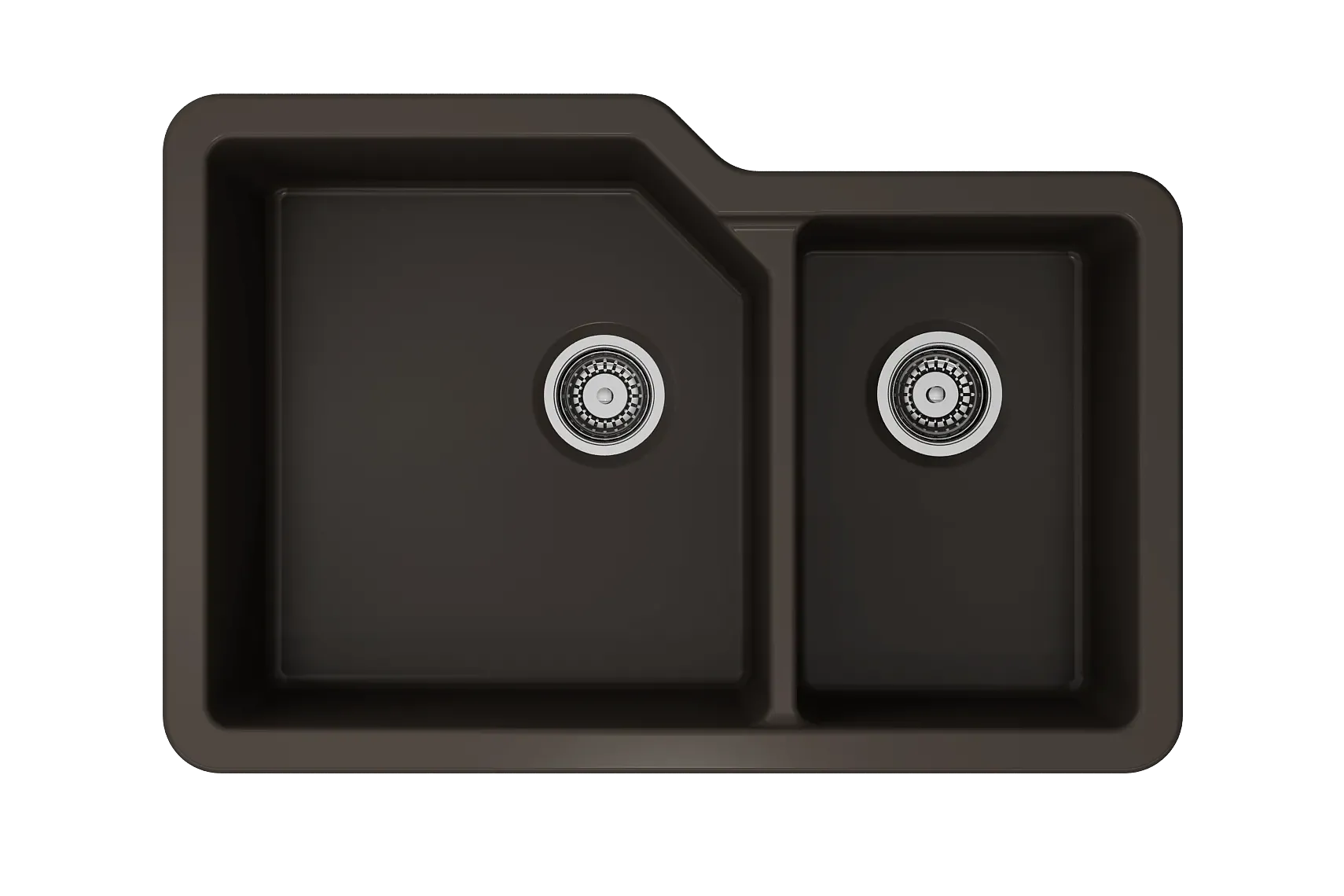 BOCCHI Sotto 33" Dual Mount Fireclay Kitchen Sink with Accessories, 60/40 Double Bowl, Matte Brown, 1506-025-0120