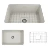 BOCCHI Sotto 27" Fireclay Dual Mount Single Bowl Kitchen Sink, Biscuit, 1360-014-0120