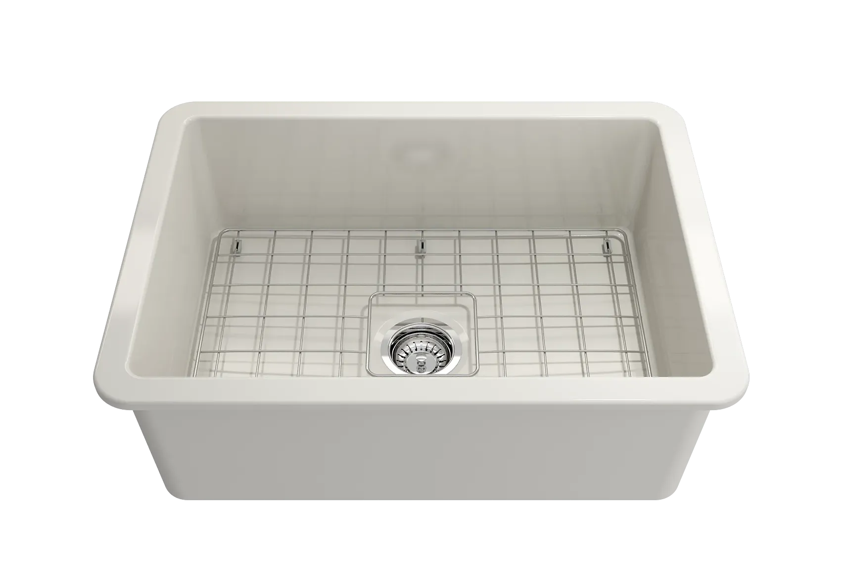 BOCCHI Sotto 27" Fireclay Dual Mount Single Bowl Kitchen Sink, Biscuit, 1360-014-0120