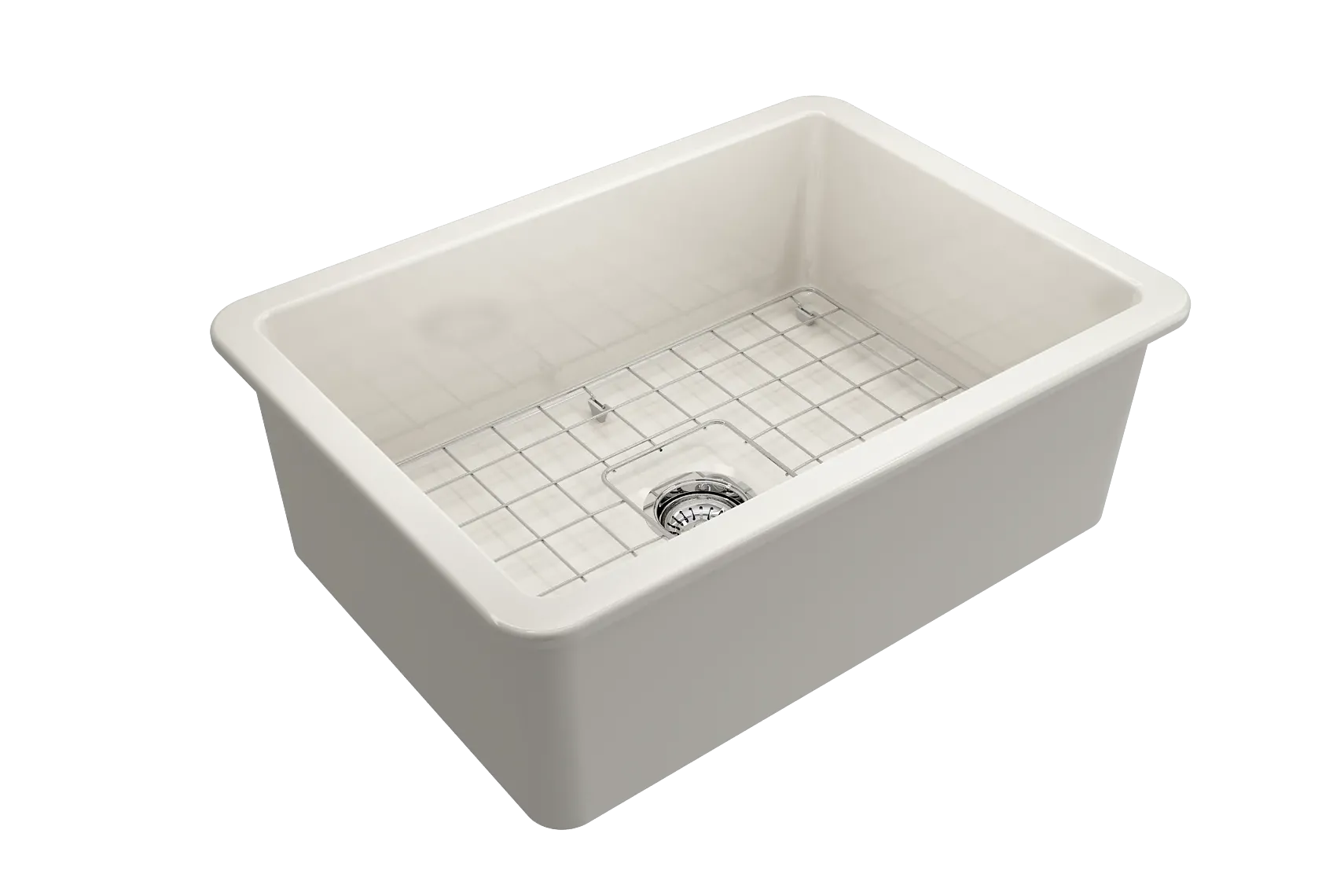 BOCCHI Sotto 27" Fireclay Dual Mount Single Bowl Kitchen Sink, Biscuit, 1360-014-0120