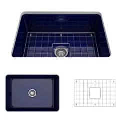 BOCCHI Sotto 27" Fireclay Dual Mount Single Bowl Kitchen Sink, Sapphire Blue, 1360-010-0120