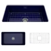 BOCCHI Sotto 32" Fireclay Undermount Single Bowl Kitchen Sink, Sapphire Blue, 1362-010-0120